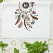 Farbenfrohe Dreamcatcher-Blume und Federn Geschirrtuch (Gefaltet)