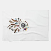 Farbenfrohe Dreamcatcher-Blume und Federn Geschirrtuch (Horizontal)