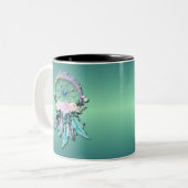 Farbenfrohe Dreamcatcher Feathers Tribal Native Zweifarbige Tasse (Vorderseite Links)
