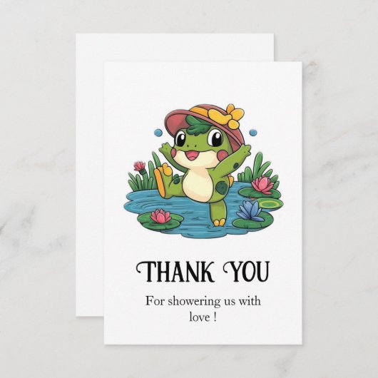 Farbenfrohe Dreamy Frog Baby Dusche Dankeskarte (Vorne/Hinten)