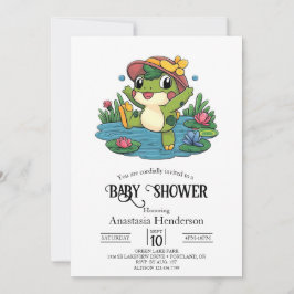 Farbenfrohe Dreamy Frog Baby Dusche Einladung
