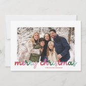 Farbenfrohe Drehbuch Zwei Foto Frohe Weihnachten (Vorderseite)