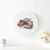 farbenfrohe drehenden schweben auf einem Strand in Große Wanduhr (Zuhause)