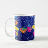 Farbenfrohe Dreidels Blue Imitats Glitzer Kaffeetasse (Links)
