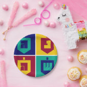 Farbenfrohe Dreidels Hanukkah Pappteller (Party)