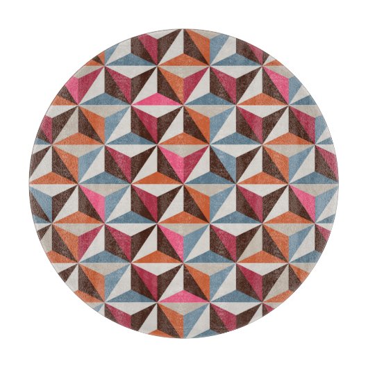 Farbenfrohe Dreieck-Fliesen: Vintages Mosaik Schneidebrett (Vorderseite)