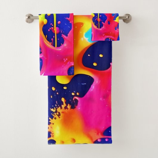 Farbenfrohe Drilling Paint Artwork Badhandtuch Set (Insitu)