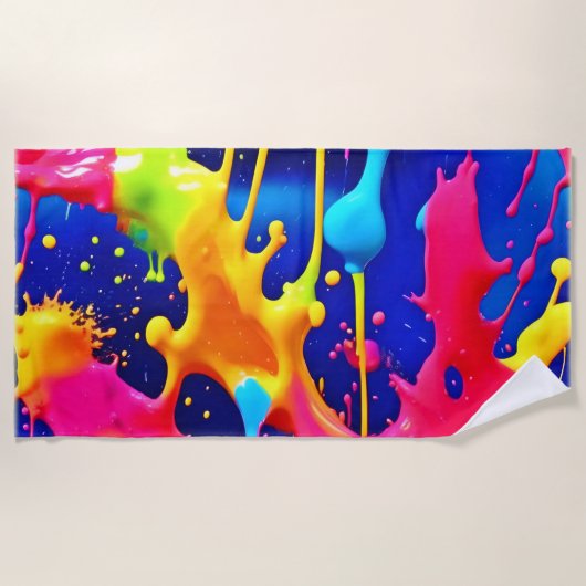 Farbenfrohe Drilling Paint Artwork Strandtuch (Vorderseite)