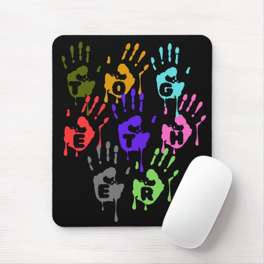 Farbenfrohe Dripping-Handprints, die Word zusammen Mousepad (Mit Mouse)