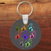 Farbenfrohe Dripping-Handprints, die Word zusammen Schlüsselanhänger (Rückseite)