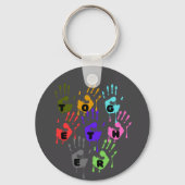 Farbenfrohe Dripping-Handprints, die Word zusammen Schlüsselanhänger (Rückseite)