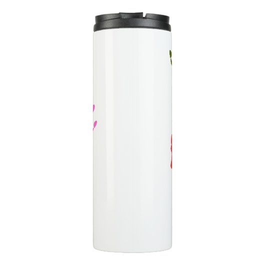 Farbenfrohe Dripping-Handprints, die Word zusammen Thermosbecher (Rückseite)