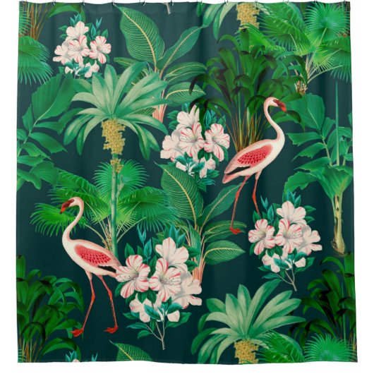 Farbenfrohe Dschungelmuster Duschvorhang (Vorderseite)
