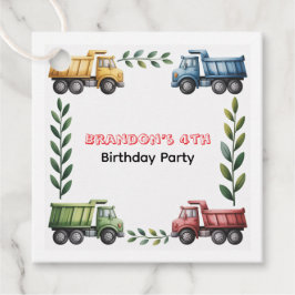 Farbenfrohe Dump Trucks 4. Geburtstagsparty Danke Geschenkanhänger