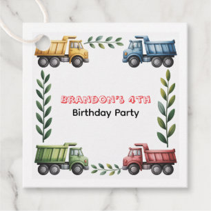 Farbenfrohe Dump Trucks 4. Geburtstagsparty Danke Geschenkanhänger