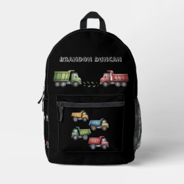 Farbenfrohe Dump Trucks 4. Geburtstagsparty-Gesche Bedruckter Rucksack