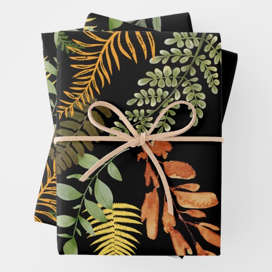 Farbenfrohe dunkle Fern Botanische Blätter Blumend (Beispiel)