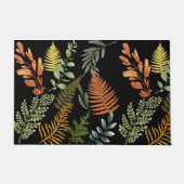 Farbenfrohe dunkle Fern Botanische Blätter Blumend Fußmatte (Vorderseite)