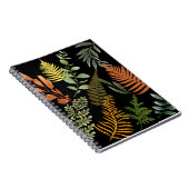 Farbenfrohe dunkle Fern Botanische Blätter Blumend Notizblock (Rechte Seite)