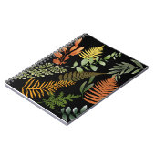 Farbenfrohe dunkle Fern Botanische Blätter Blumend Notizblock (Linke Seite)