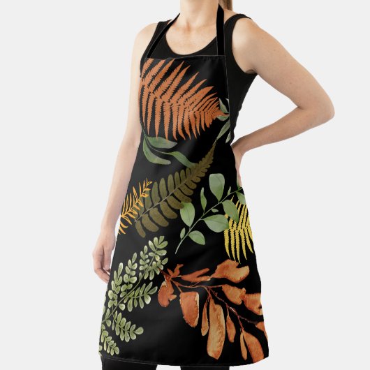 Farbenfrohe dunkle Fern Botanische Blätter Blumend Schürze (InSitu)