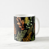 Farbenfrohe dunkle Fern Botanische Blätter Kaffeetasse (VorderseiteRechts)