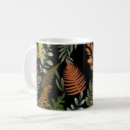 Farbenfrohe dunkle Fern Botanische Blätter Kaffeetasse