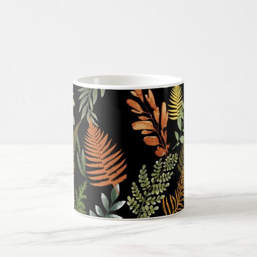 Farbenfrohe dunkle Fern Botanische Blätter Kaffeetasse (Mittel)