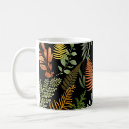 Farbenfrohe dunkle Fern Botanische Blätter Kaffeetasse
