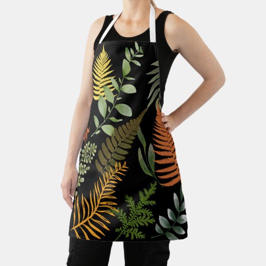 Farbenfrohe dunkle Fern Botanische Blätter Schürze (InSitu)