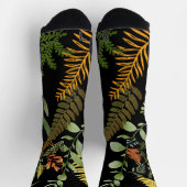 Farbenfrohe dunkle Fern Botanische Blätter Socken (Oben)