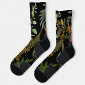 Farbenfrohe dunkle Fern Botanische Blätter Socken (Links)