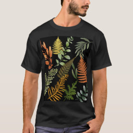 Farbenfrohe dunkle Fern Botanische Blätter T-Shirt