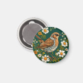 Farbenfrohe Dunnock Bird Amid blühende Blume Magnet (Vorderseite/Rückseite)