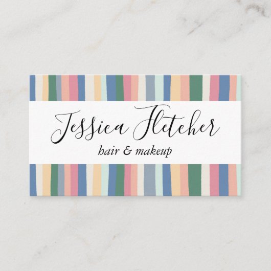 Farbenfrohe Dusty Stripes Minimalistisch Elegante Visitenkarte (Vorderseite)