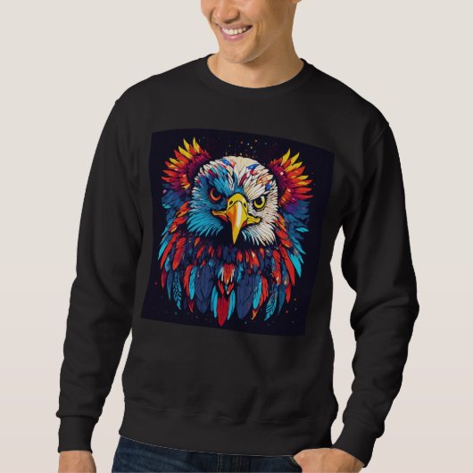 Farbenfrohe Eagle Head Grafisches Sweatshirt" Sweatshirt (Vorderseite)