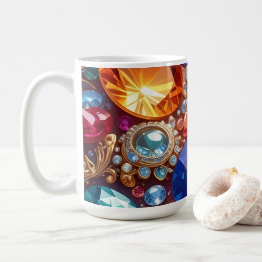 Farbenfrohe Edelsteine & Juwelen Kaffeetasse (Mit Donut)