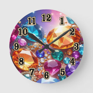 Farbenfrohe Edelsteine & Juwelen Runde Wanduhr