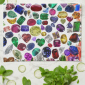 Farbenfrohe Edelsteine und Diamantmuster Geschirrtuch (Gefaltet)