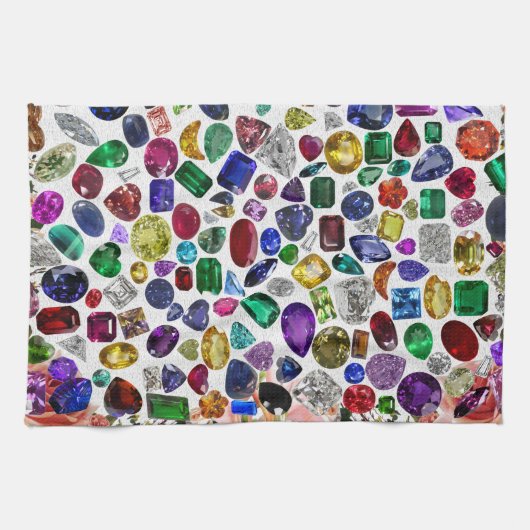 Farbenfrohe Edelsteine und Diamantmuster Geschirrtuch (Horizontal)