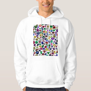 Farbenfrohe Edelsteine und Diamantmuster Hoodie