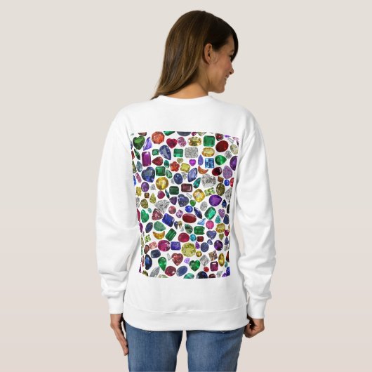 Farbenfrohe Edelsteine und Diamantmuster Sweatshirt (Schwarz voll)