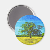 Farbenfrohe Eichenbaummalerei für Familienfeiern Magnet (Vorderseite/Rückseite)