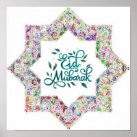 Farbenfrohe Eid Mubarak auf Englisch