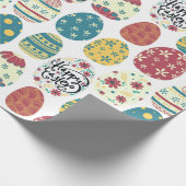 Farbenfrohe Eier Happy Ostertypografie Geschenkpapier (Ecke)