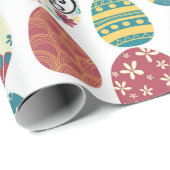 Farbenfrohe Eier Happy Ostertypografie Geschenkpapier (Rolleneckpunkt)