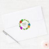 Farbenfrohe Eier mit Circle-Blätter, Frohe Ostern Runder Aufkleber (Umschlag)
