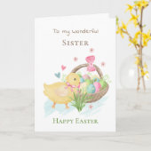 Farbenfrohe Eier und Schwester Osterkarte Karte (Gelbe Blume)