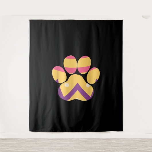 Farbenfrohe Eierpfade Funny Dog Cat Lovers Geschen Wandteppich (Vorderseite)