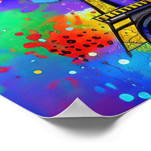 Farbenfrohe Eiffelmalerei Poster (Ecke)